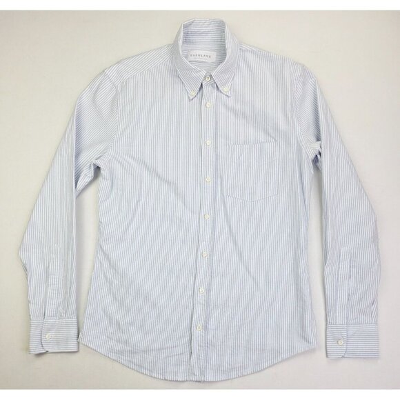 Everlane Size Small Mens White Blue Stripe Button Down Long Sleeve Cotton Shirt - Picture 5 of 9